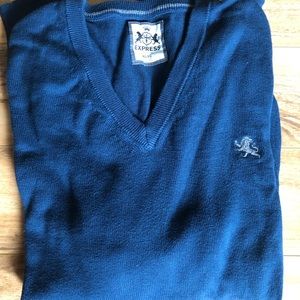 Express Men’s Cotton Navy V-Neck Sweater